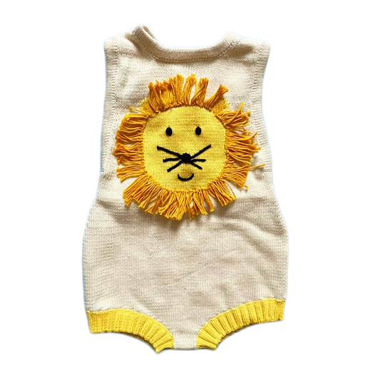Lion Knitted Baby Onesie (0-4 M), Organic by Estella - Sumiye Co
