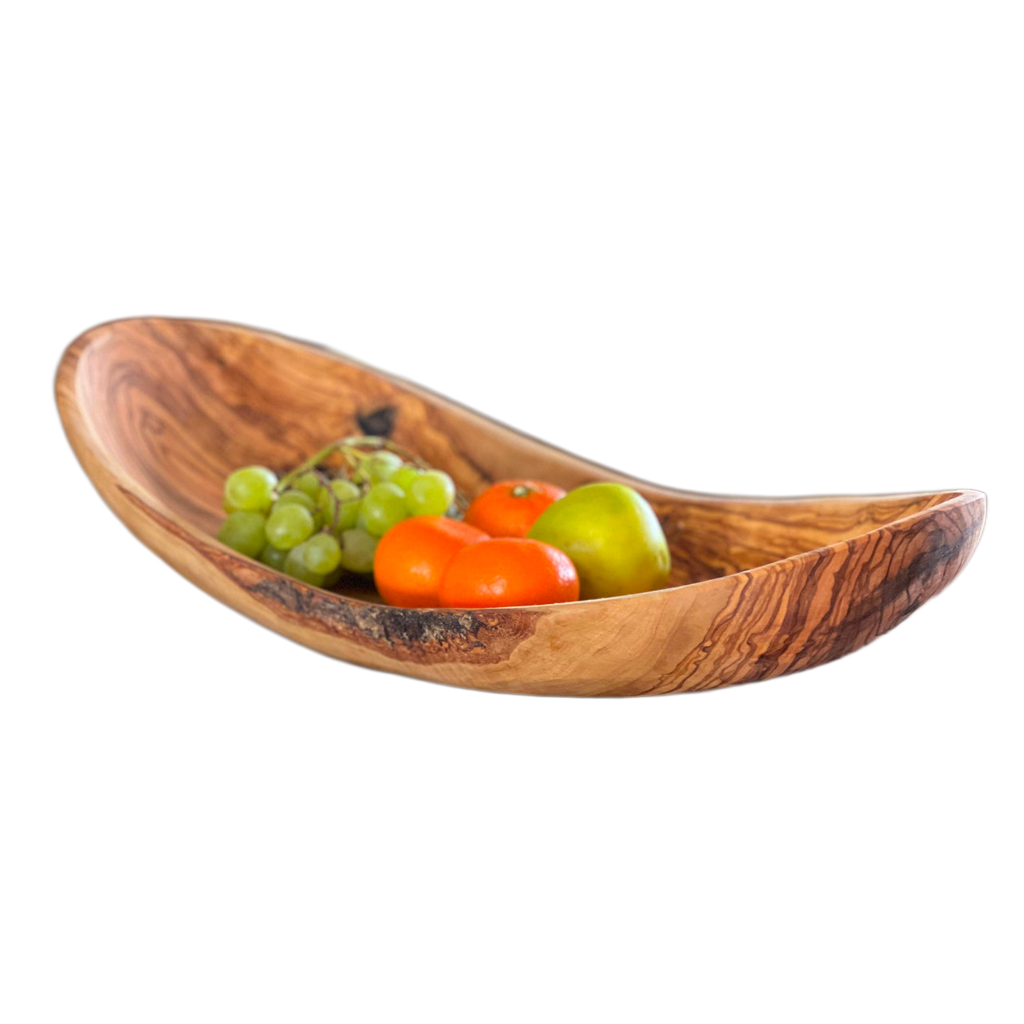 Italian Olivewood Boat Shaped Serving Bowl - Sumiye Co