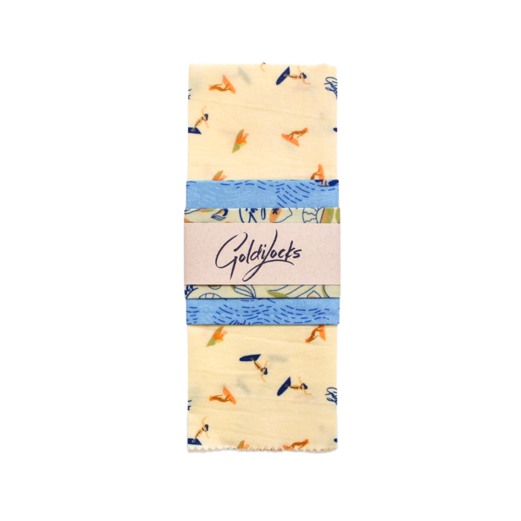 Beeswax Food Wraps: Surfer Girls Set of 3 - Sumiye Co