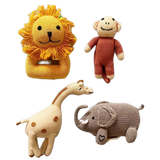 Organic Baby Gift Set | Lion, Elephant, Giraffe & Monkey Rattles by Estella - Sumiye Co