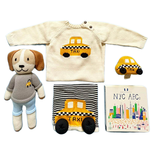 Knit Taxi Baby Romper and Taxi Toys Baby Gift Set by Estella - Sumiye Co