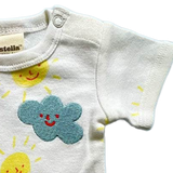 Embroidered & Sunshine Print Baby Bodysuit - Organic Cotton by Estella - Sumiye Co