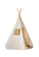 Teepee Tent “Grey Pompoms” with Pompoms + Round Mat Set - Sumiye Co