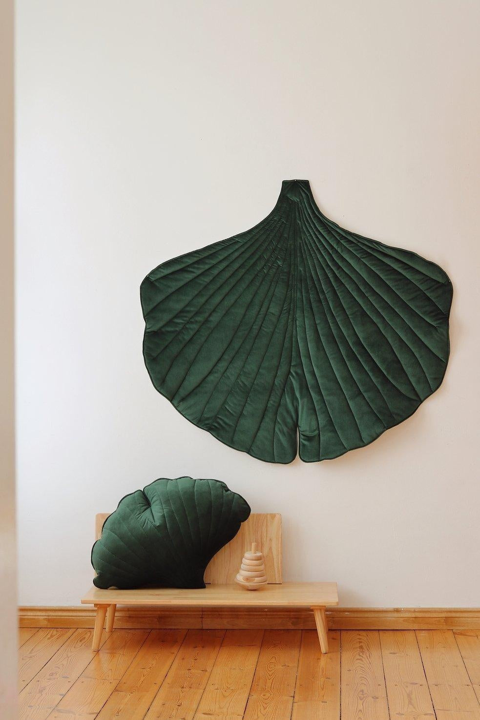 Ginkgo Leaf Pillow Velvet “Green” | Kids Room & Nursery Decor - Sumiye Co