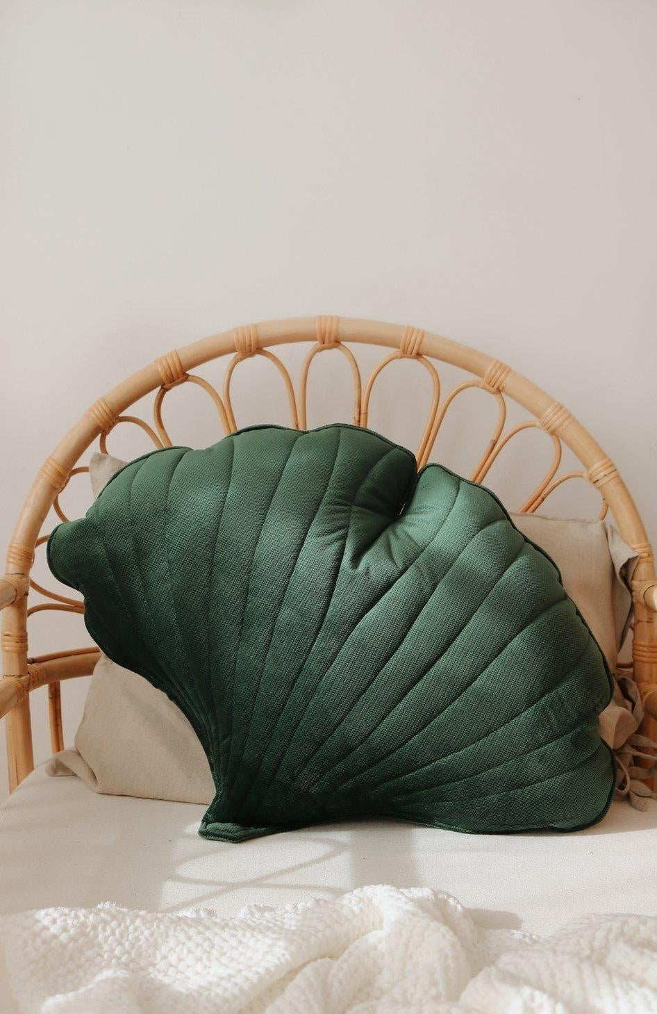 Ginkgo Leaf Pillow Velvet “Green” | Kids Room & Nursery Decor - Sumiye Co