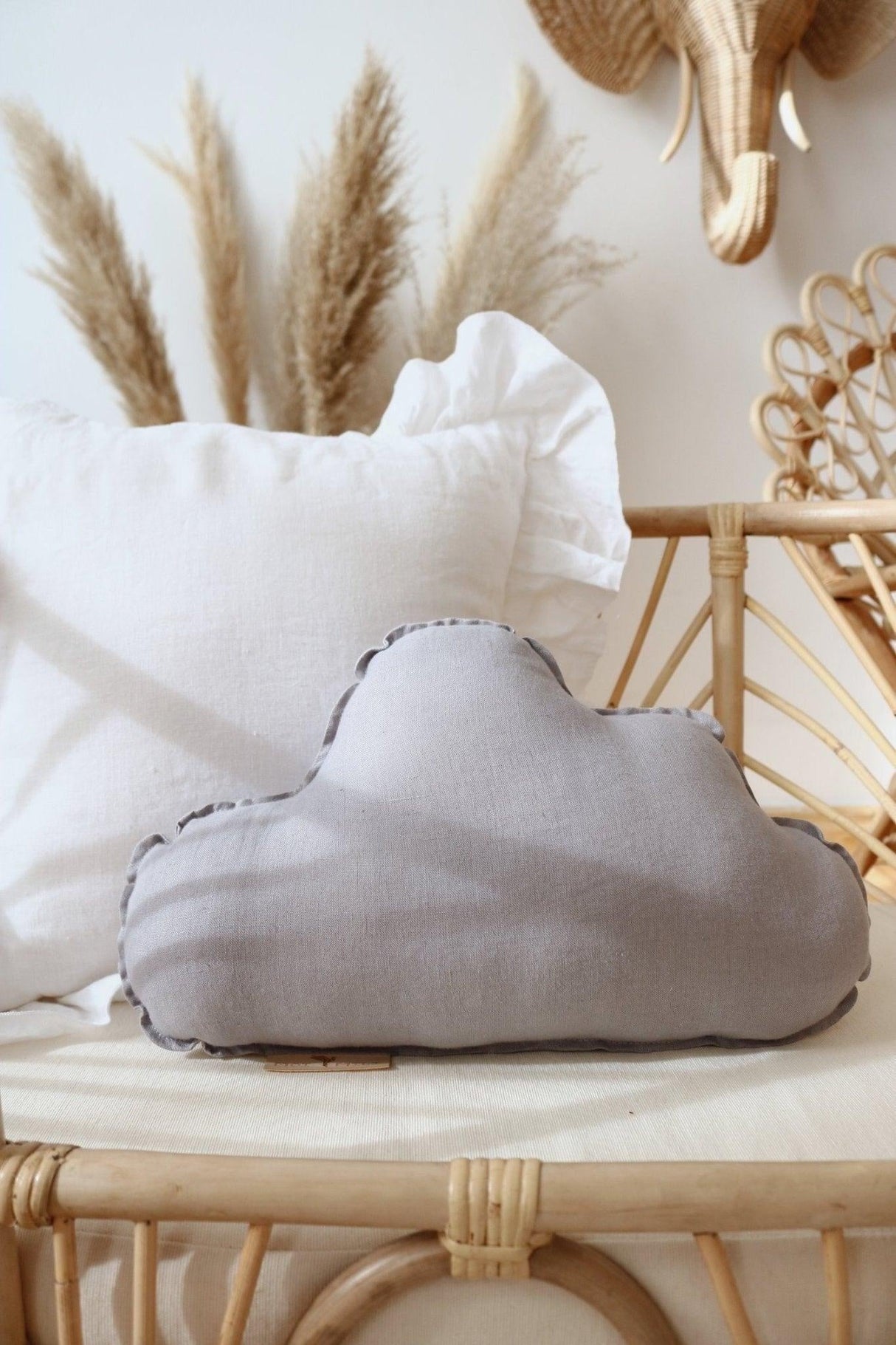 Cloud Pillow Linen “Grey” Cloud Pillow | Kids Room & Nursery Decor - Sumiye Co