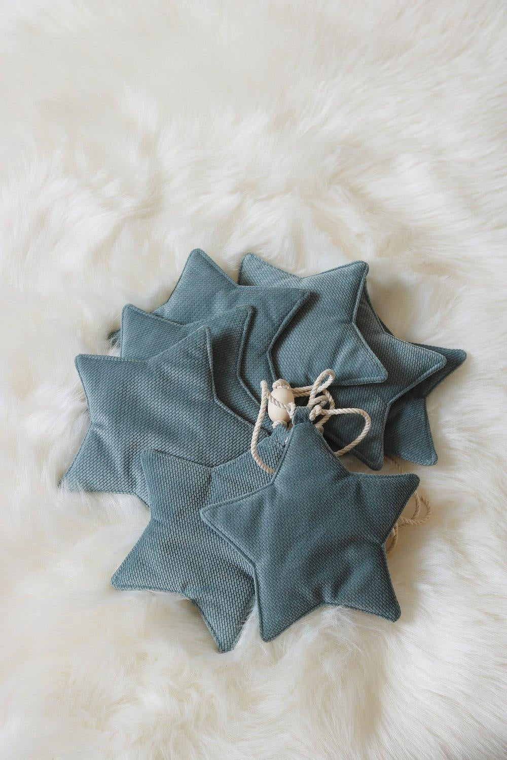 Stars Garland Velvet “Grey Mint Dust” | Nursery & Kids Room Decor - Sumiye Co