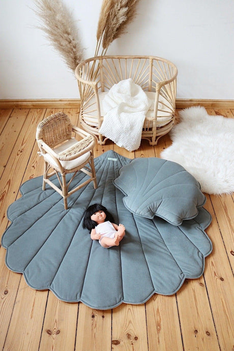 Velvet “Grey Mint” Shell Mat by Moi Mili - Sumiye Co