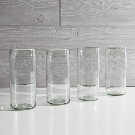 Handblown Clear Glasses - Set of 4 | Short 13oz or Highball 16oz - Sumiye Co