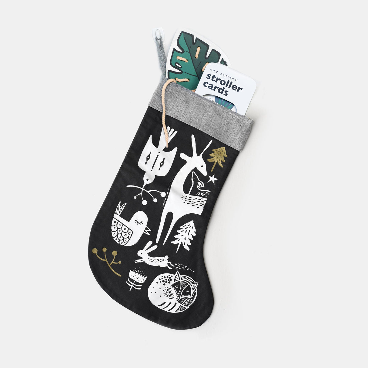 Winter Animals Stocking - White on Black