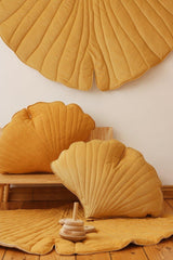 Ginkgo Leaf Pillow Velvet “Honey” | Kids Room & Nursery Decor - Sumiye Co