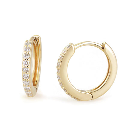 10mm Diamond & 14k Gold Huggies - Sumiye Co