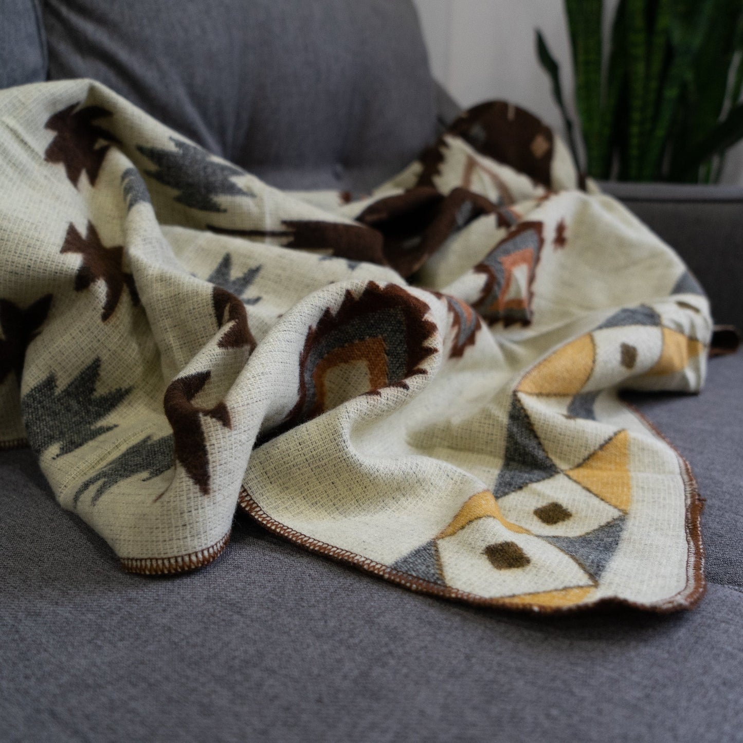 Alpaca Wool Reversible Throw Blanket - Mojave 45" x 39" - Sumiye Co