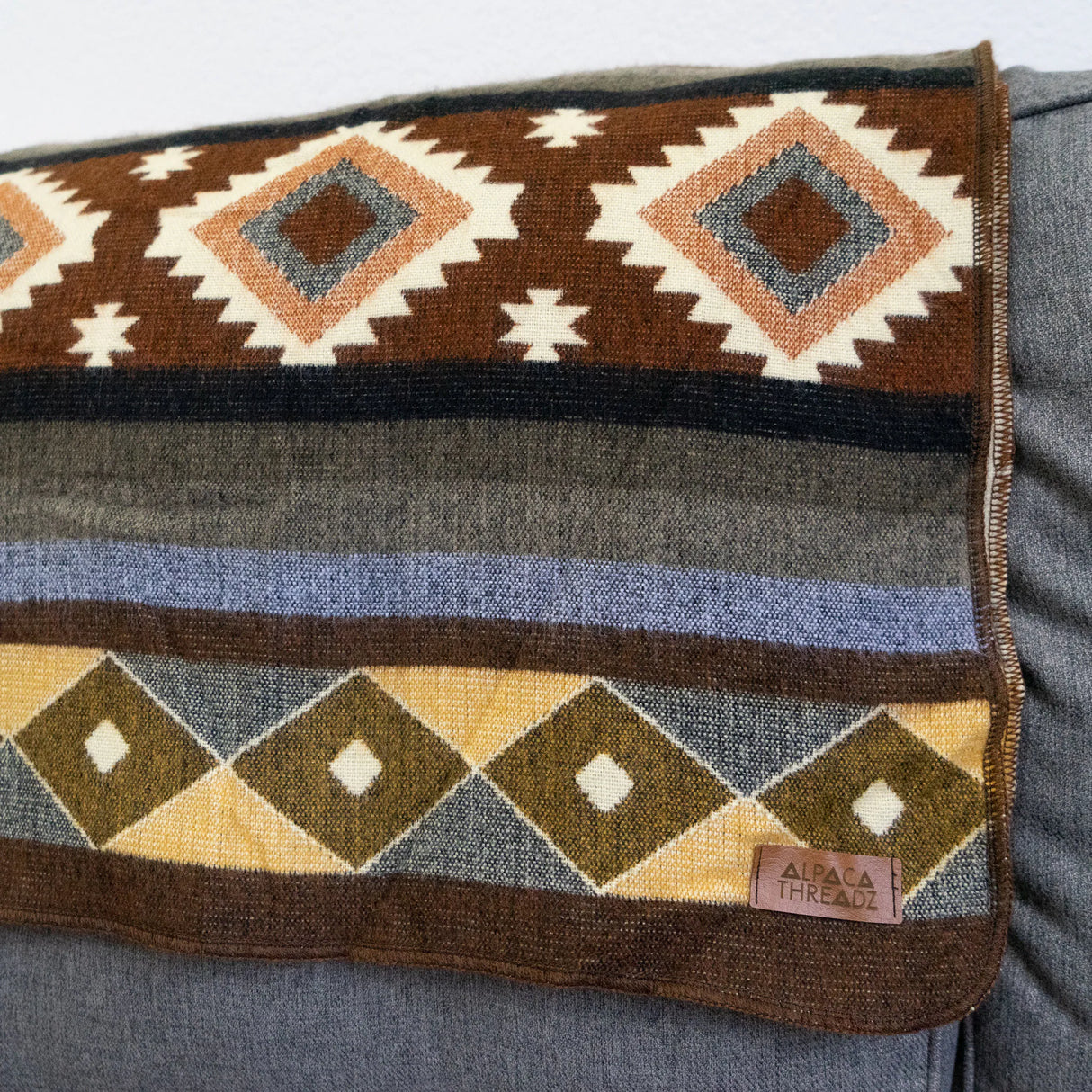 Alpaca Wool Reversible Throw Blanket - Mojave 45" x 39" - Sumiye Co