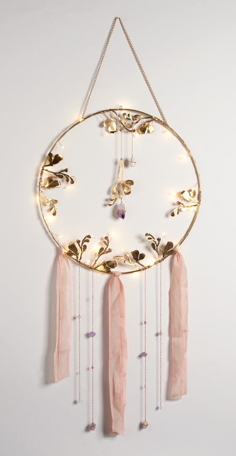 Illuminated Floral Healing Crystal Dreamcatcher