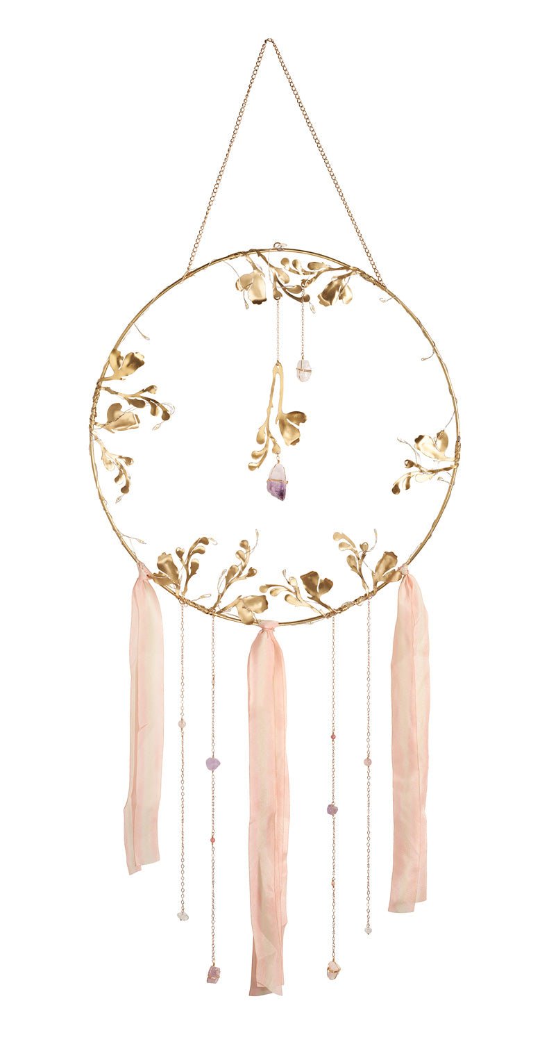 Illuminated Floral Healing Crystal Dreamcatcher