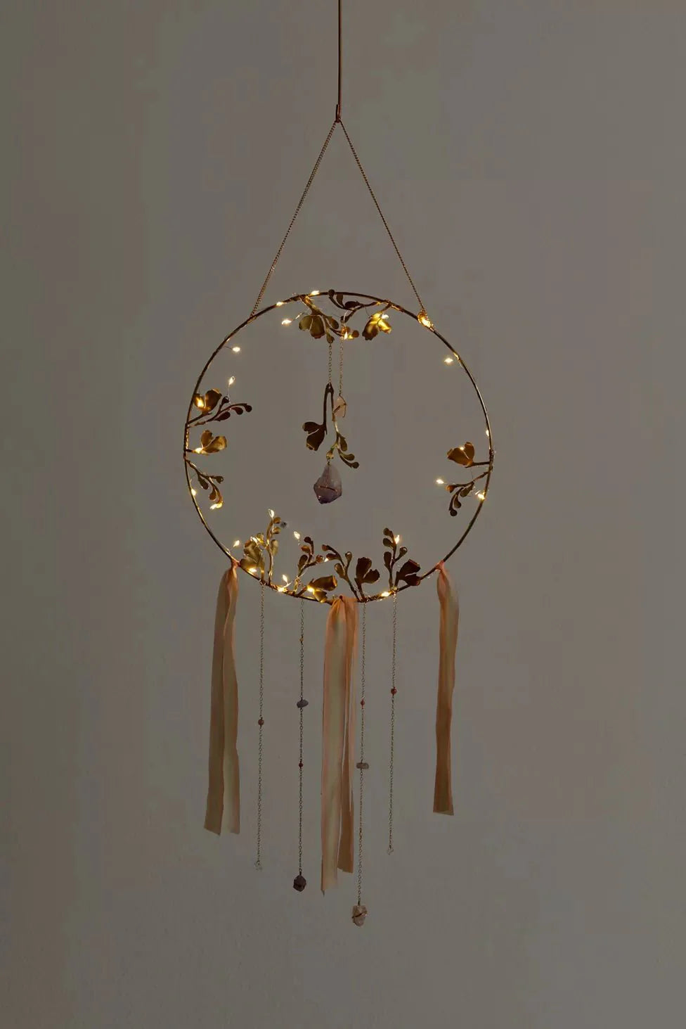 Illuminated Floral Healing Crystal Dreamcatcher