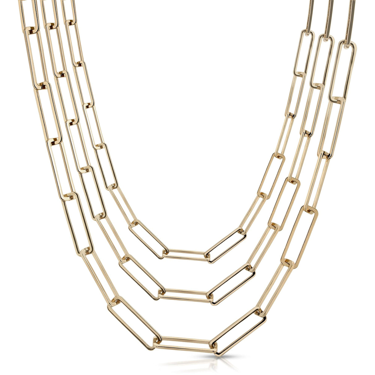 5mm Triple Large Rectangle Link Chain Necklace - Sumiye Co