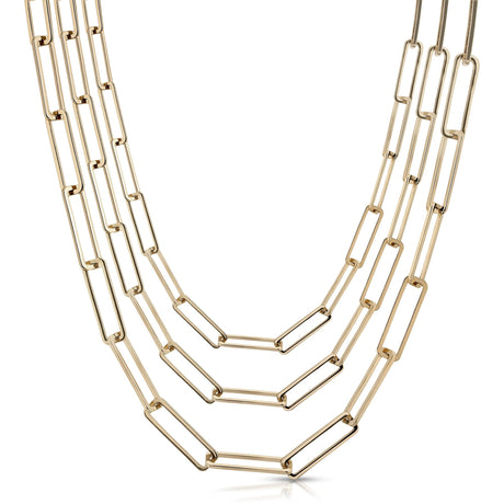 5mm Triple Large Rectangle Link Chain Necklace - Sumiye Co