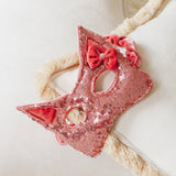 Kids Mask Pink Sequins Cat With Bow