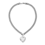 Curb Chain & Heart Pendant Necklace - Sumiye Co