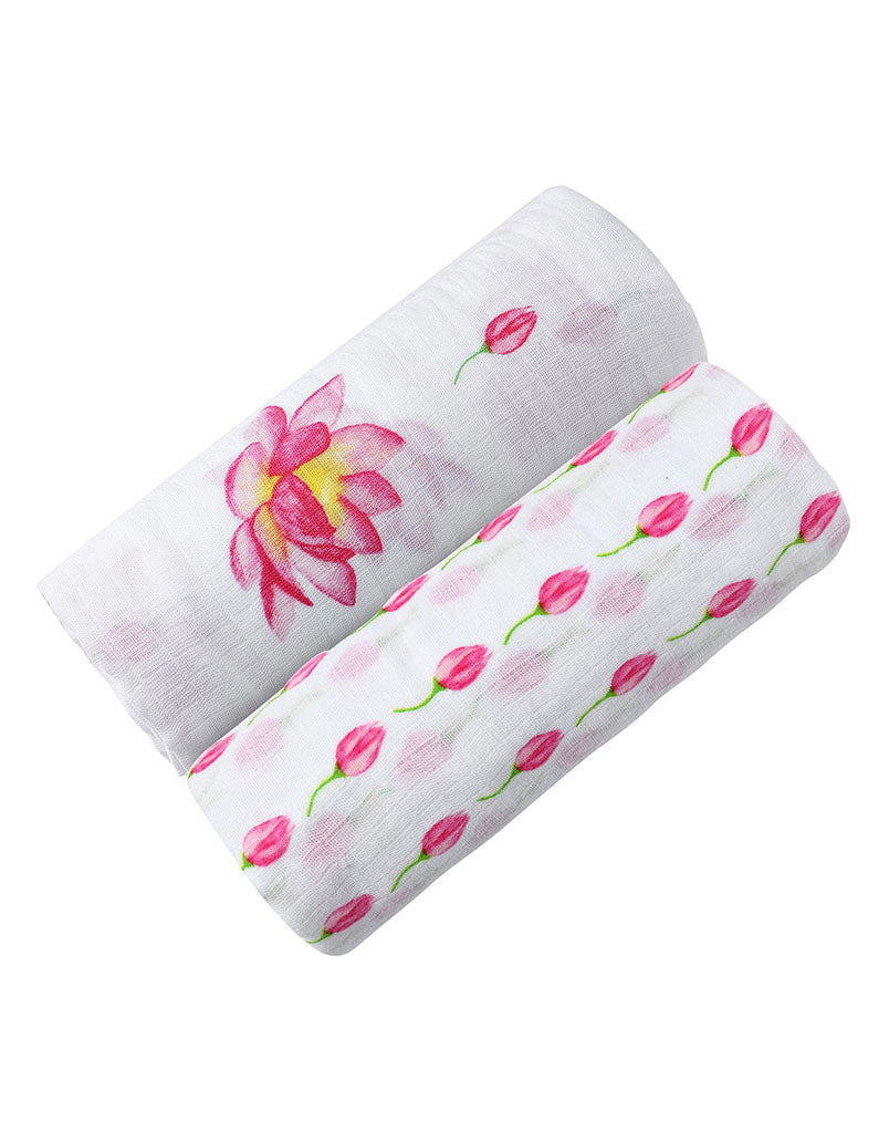 ORGANIC SWADDLE SET - ENCHANTED GARDEN (Magical Lotus + Flower Bud)-3