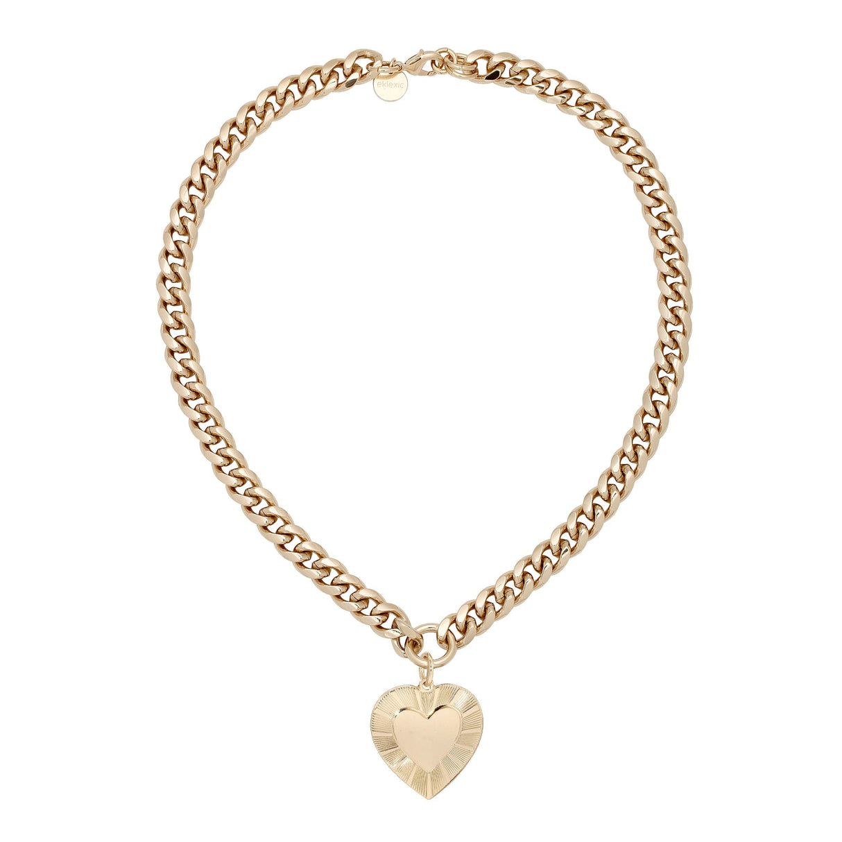 Curb Chain & Heart Pendant Necklace - Sumiye Co