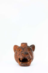 Jaguar Head Clay Candle Holder | Smoked Brick by Wool+Clay