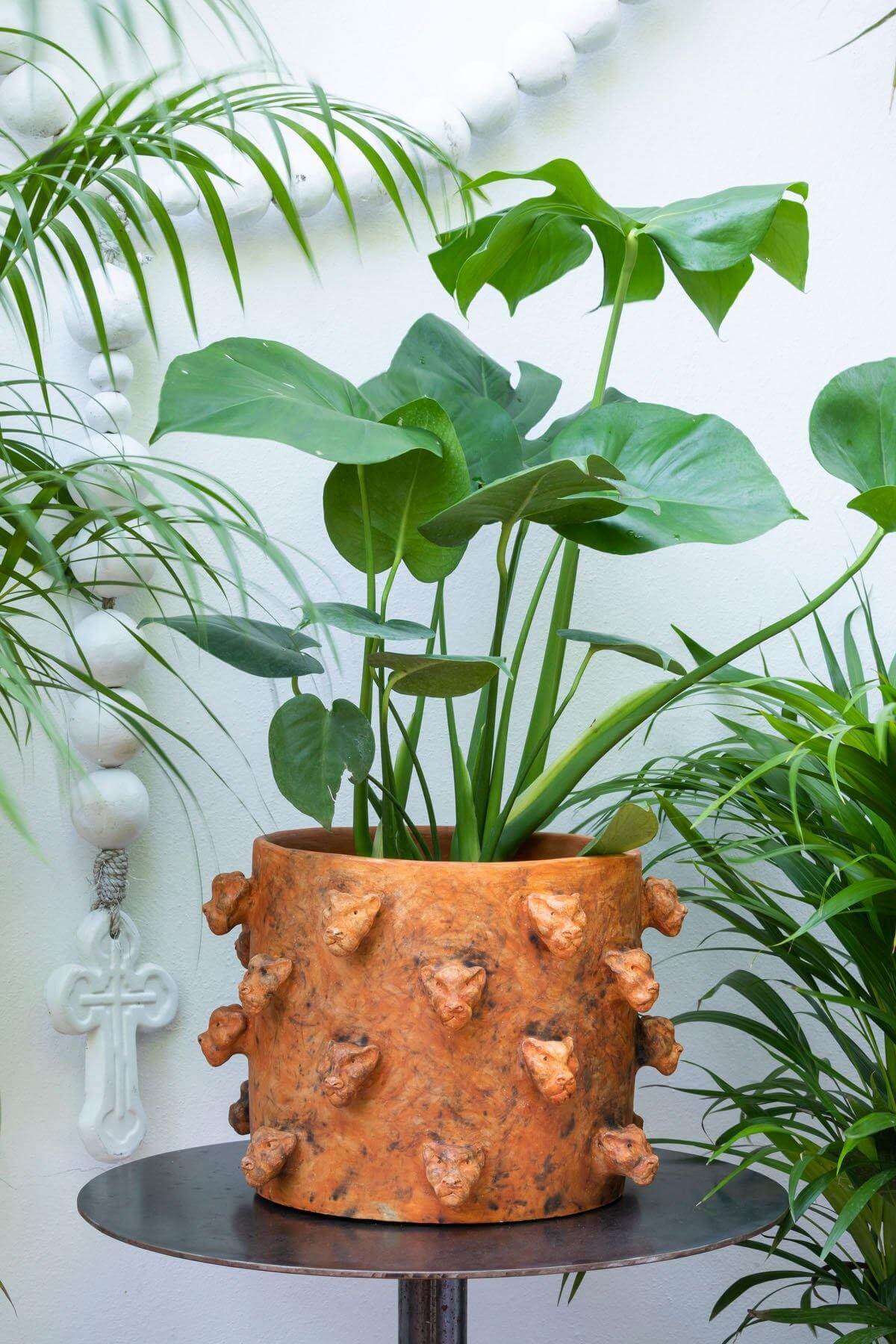 Jaguar Spiked Clay Planter | Smoked Brick by Wool+Clay