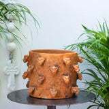 Jaguar Spiked Clay Planter | Smoked Brick by Wool+Clay