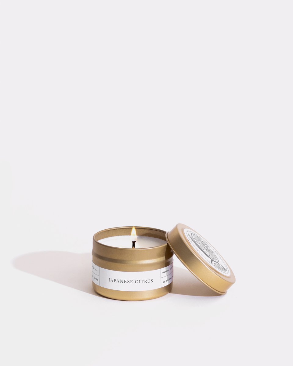 Japanese Citrus Gold Travel Candle by Brooklyn Candle Studio - Sumiye Co