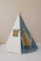 Teepee Tent “Jeans” with Pompoms + Round Mat Set - Sumiye Co