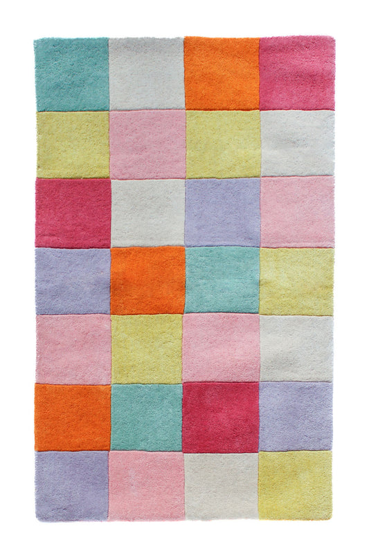 Colorful Checkered Hand Tufted Wool Rug by JUBI - Sumiye Co