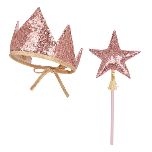 “Pink Sequins” Crown and Wand Magic Set by Moi Mili