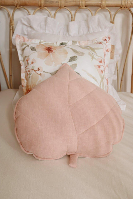 Leaf Pillow Linen “Light Pink” | Kids Room & Nursery Decor - Sumiye Co