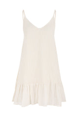 Liv Mini Ruffle Dress - White Stripes