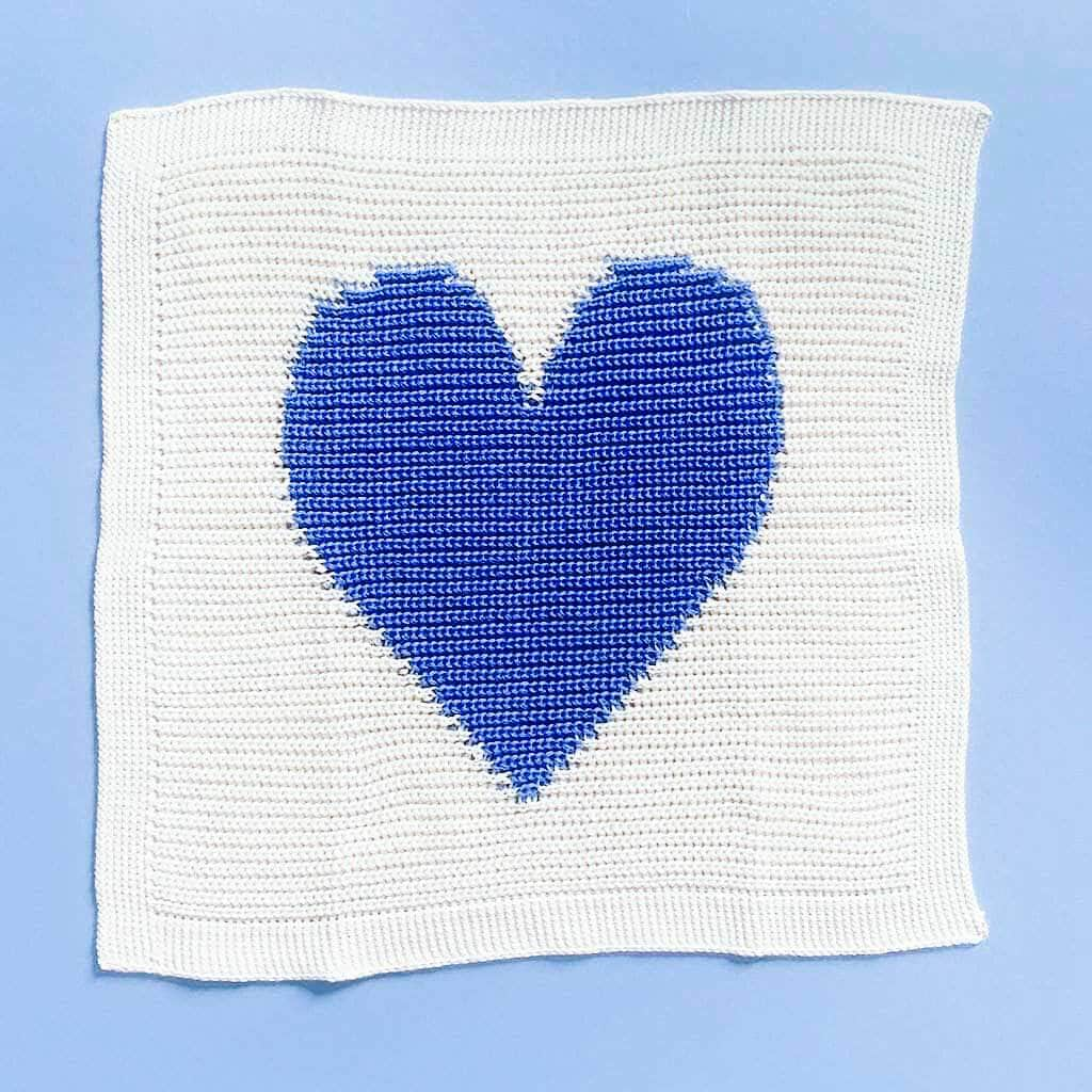 Baby Lovey Knit Blanket - Heart 14" x 14" by Estella - Sumiye Co