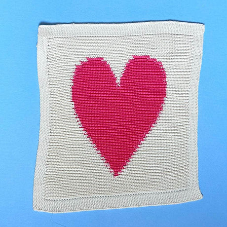 Baby Lovey Knit Blanket - Heart 14" x 14" by Estella - Sumiye Co