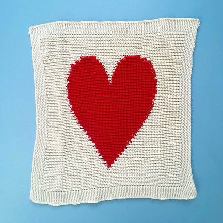 Baby Lovey Knit Blanket - Heart 14" x 14" by Estella - Sumiye Co