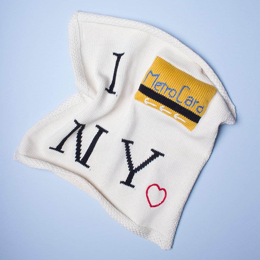 Organic Baby Lovey Knit Blanket - New York Metro Card 14" x 14" by Estella - Sumiye Co