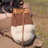 Transito Woven Mini Backpack - Brown-White