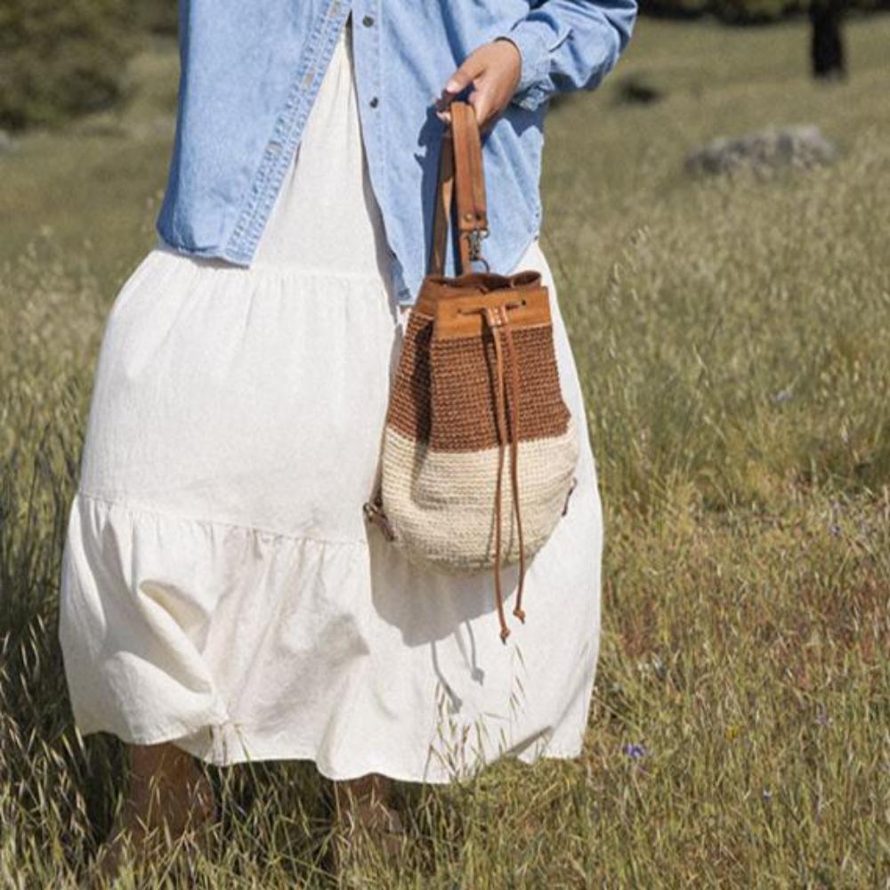 Transito Woven Mini Backpack - Brown-White