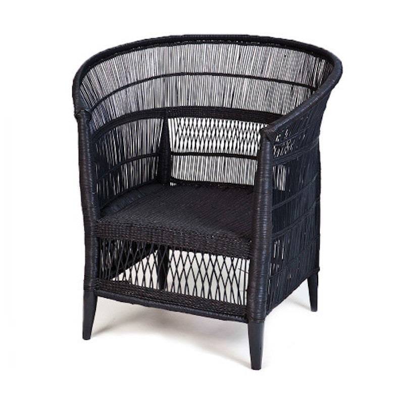 Malawi Cane Chair - Black 32"H x 30"W x 23D" | People of the Sun