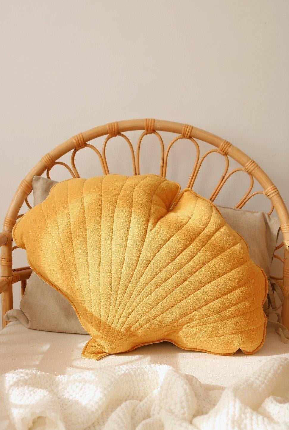 Ginkgo Leaf Pillow Linen “Mango” | Kids Room & Nursery Decor - Sumiye Co