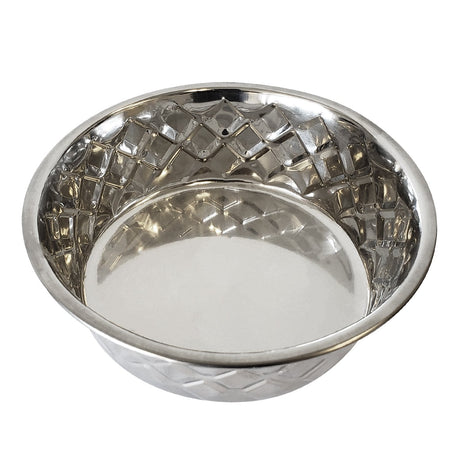 Designer Textured Stainless Steel Dog Bowl - Silver Pineapple-0