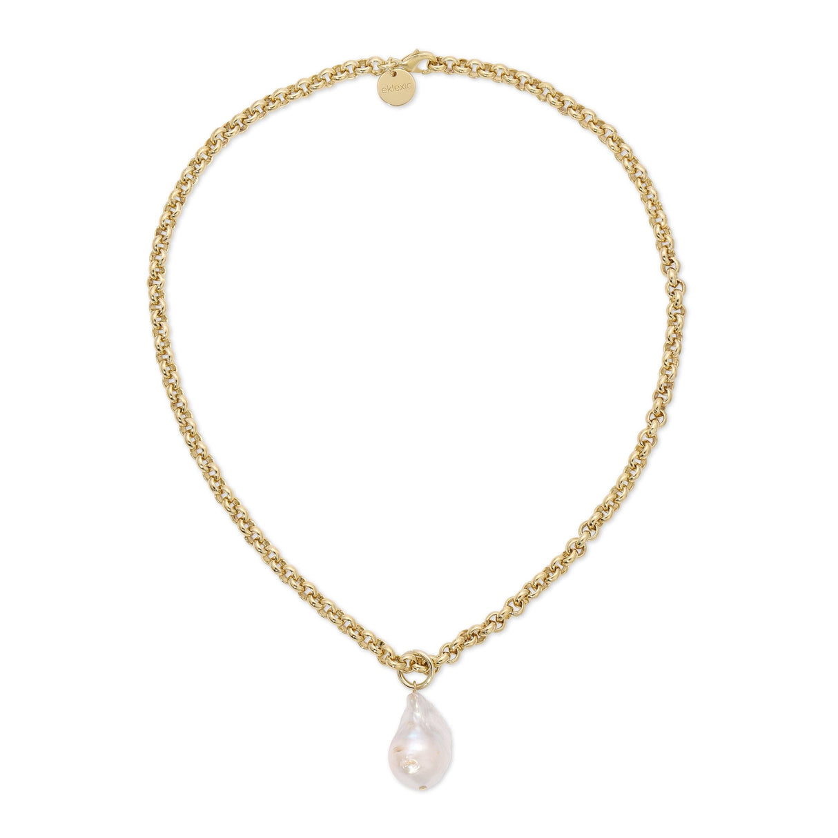 Micro Royal Chain & XL Baroque Pearl Pendant Necklace - Sumiye Co