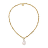 Micro Royal Chain & XL Baroque Pearl Pendant Necklace - Sumiye Co