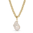 Micro Royal Chain & XL Baroque Pearl Pendant Necklace - Sumiye Co