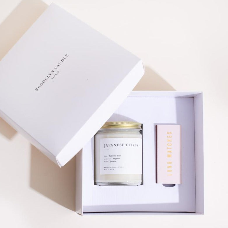 Minimalist Candle + Matchbox Gift Set by Brooklyn Candle Studio - Sumiye Co