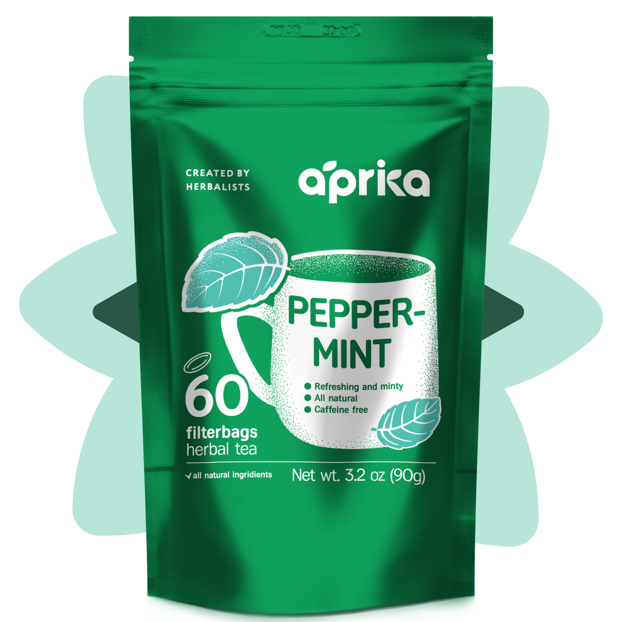 100% Pure Peppermint Herbal Tea, 60 bags